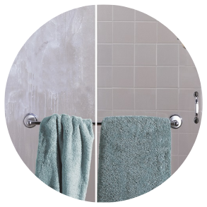 unclean vs clean washroom with towel